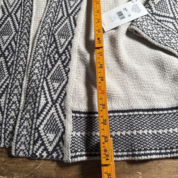 Splendid Kenny Cardigan Printed Geo Boarder Cotton Blend White Sand Large - Picture 5 of 9